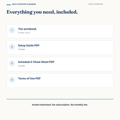 Rental Property & Landlord Bookkeeping Spreadsheet — included