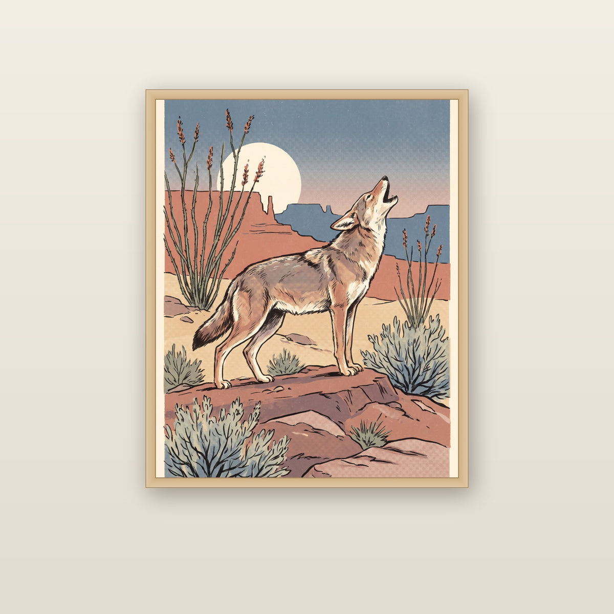 Coyote at Dusk - framed print mockup