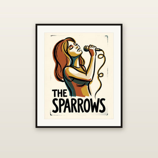 The Sparrows - framed print mockup