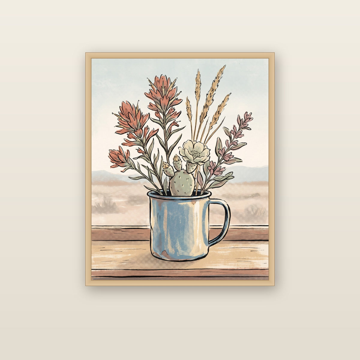 Tin Cup Wildflowers - framed print mockup